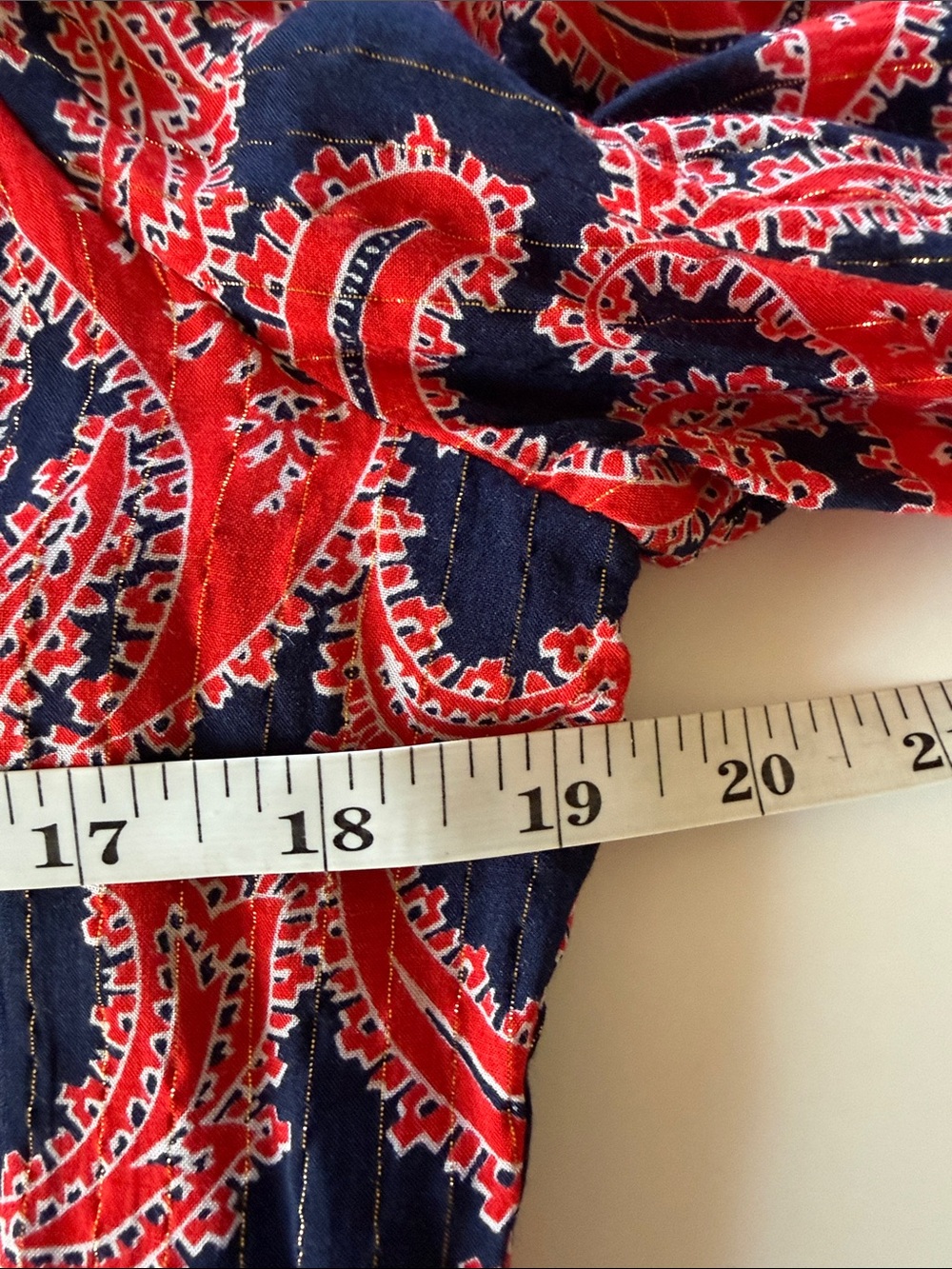 Boden Red/Navy Paisley Tie-Neck Mini Dress US Size 8 - Picture 10 of 15